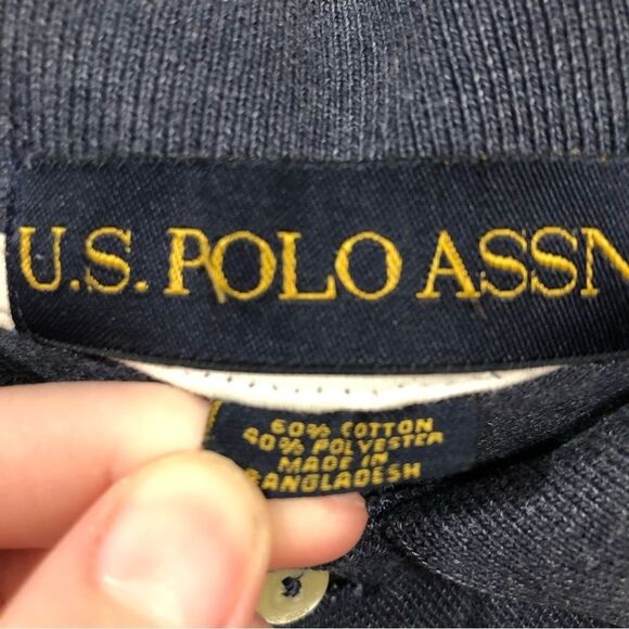 US Polo Assn Vintage Men's Navy Blue Polo Short Sleeve Shirt Embroidered size 2X - Picture 6 of 9